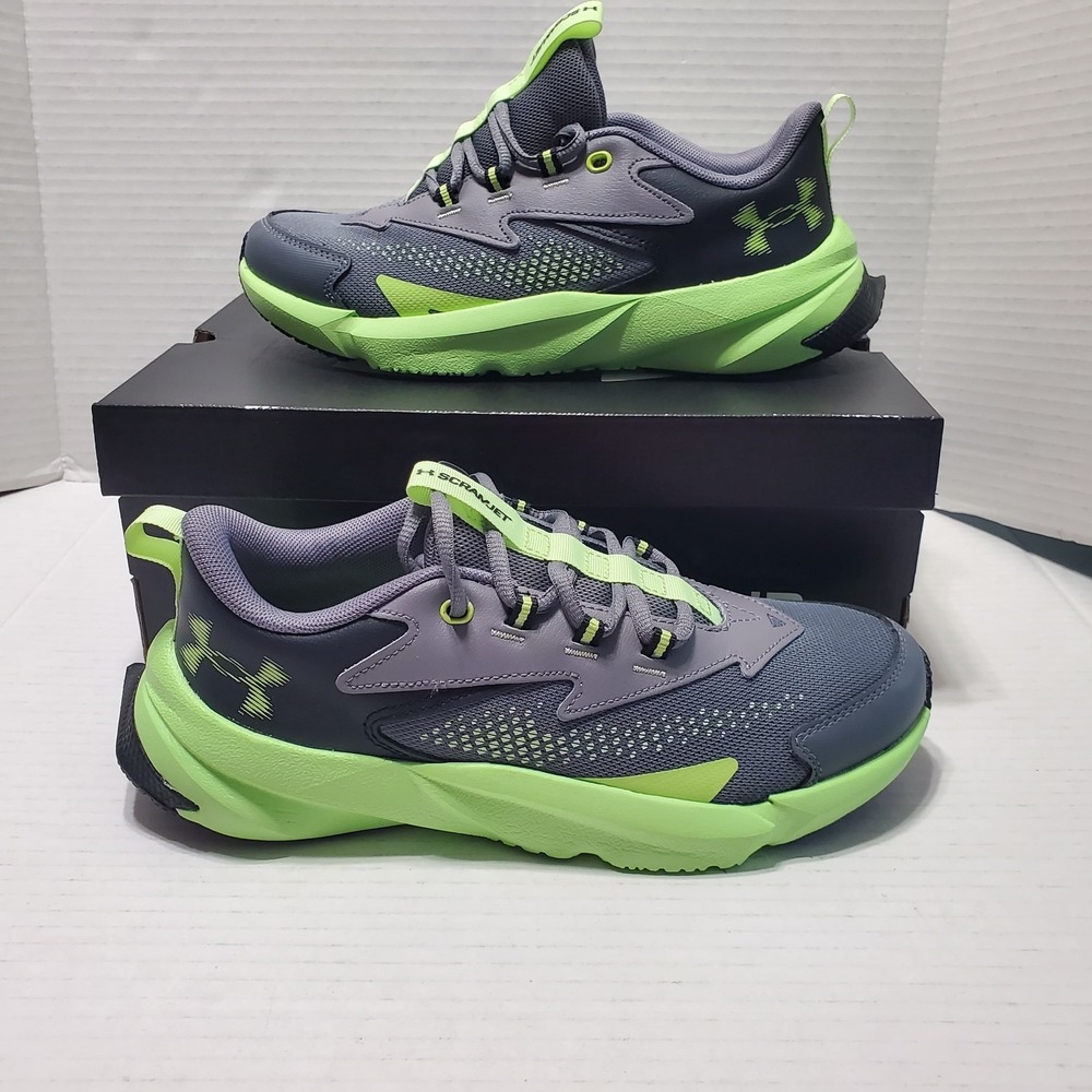 Under Armour Scramjet 6 Boys Running Shoes Titan Gray Morph Green Size 5Y 302769